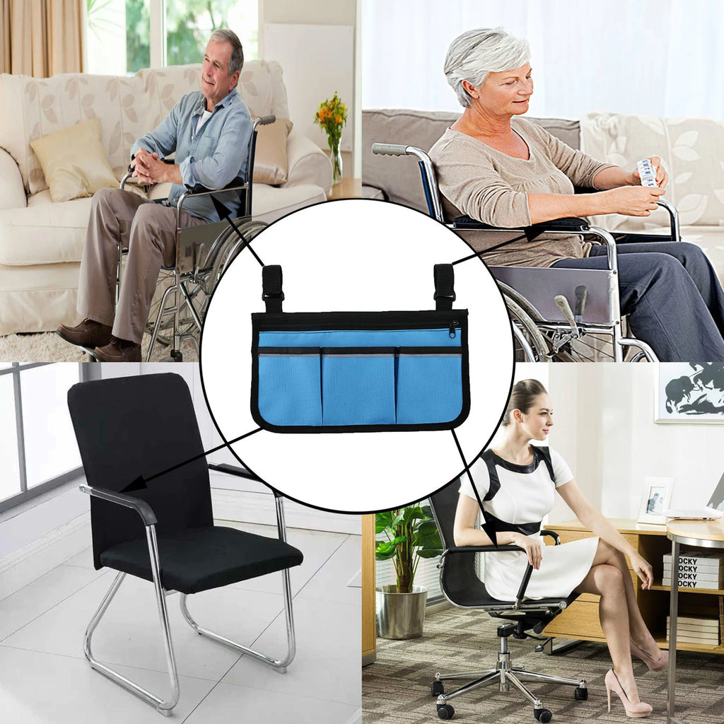 Wheelchair Bag with Pockets Reflective Strips - Side Bags pouch - MobilityBuy.com