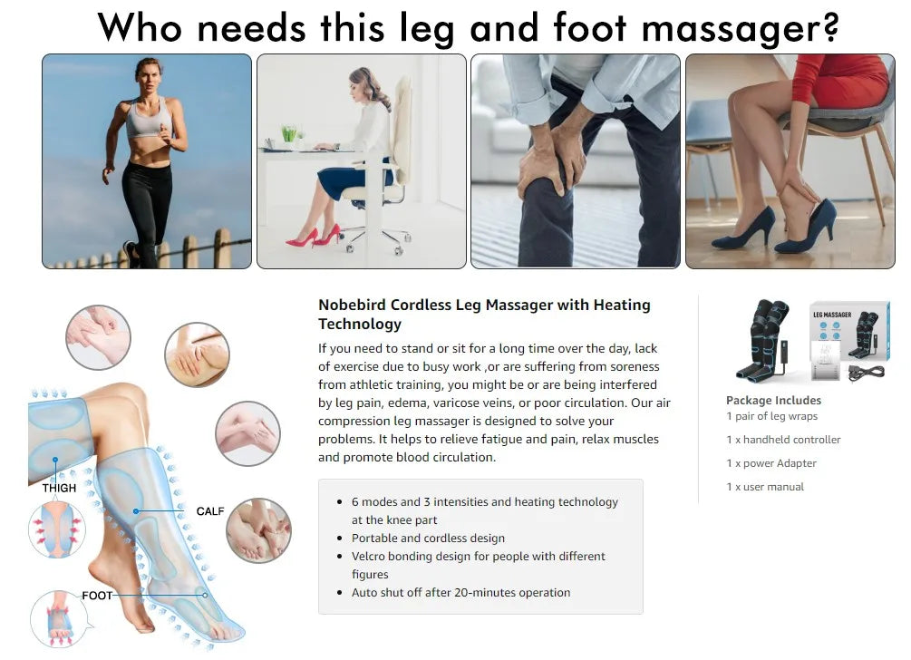Air pressure leg massager blood circulationr, muscle relaxation - MobilityBuy.com 