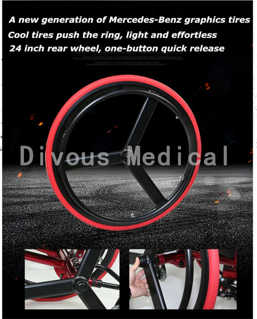 Aluminum Alloy Foldable Lightweight 13kg Manual Sports Wheelchair For Disabled - MobilityBuy.com 