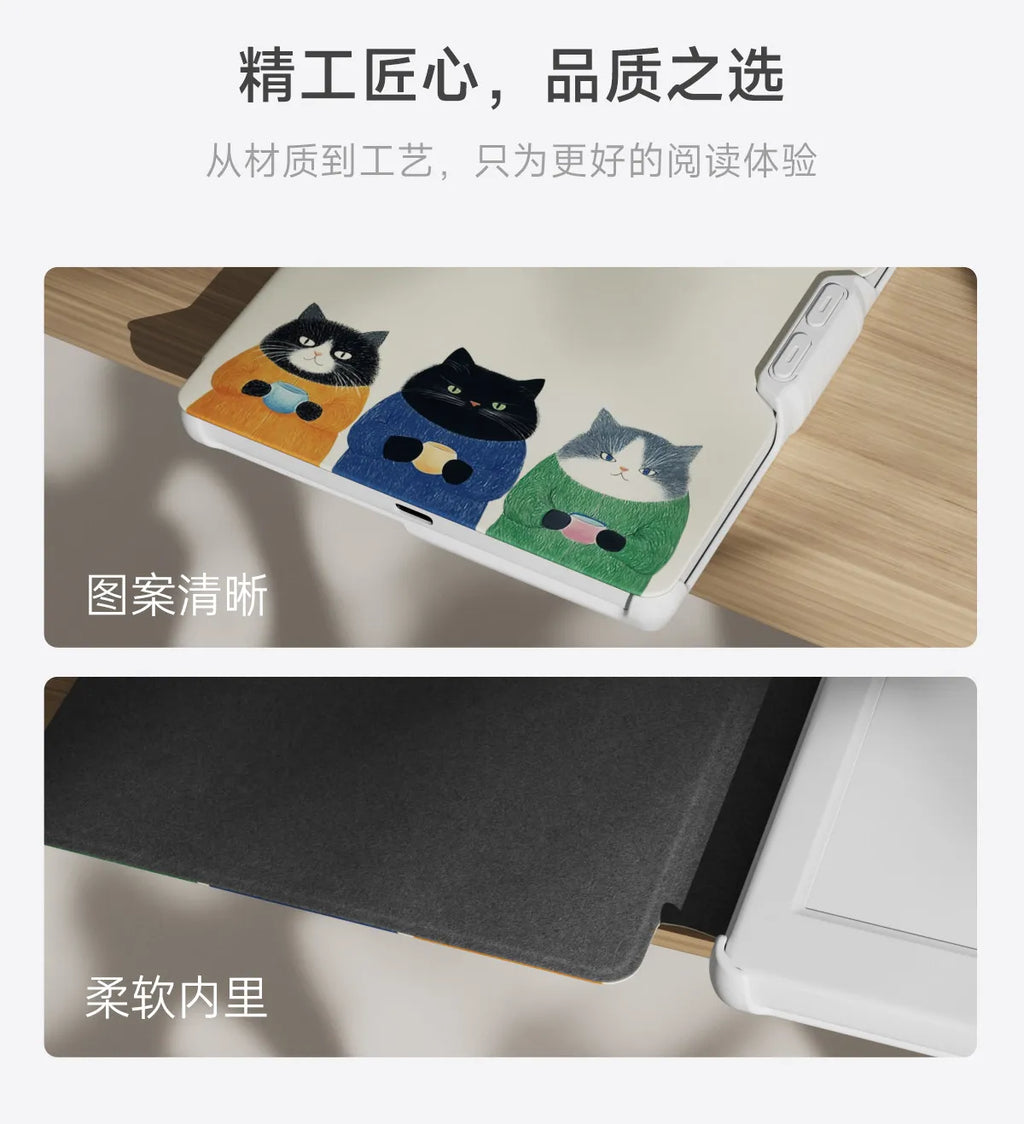 Mobility Buy magnetic detachable Bluetooth button case for iReader Neo3/Neo3 Ultra with cat-illustration cover