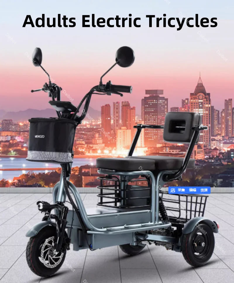 Powerful Electric Tricycle ThreeWheel For Elderly TwoSeat 800W Scooter 60Km - Mobility Buy