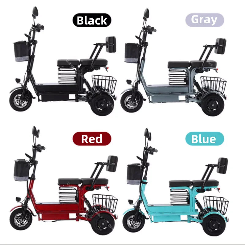 Powerful Electric Tricycle ThreeWheel For Elderly TwoSeat 800W Scooter 60Km - Mobility Buy