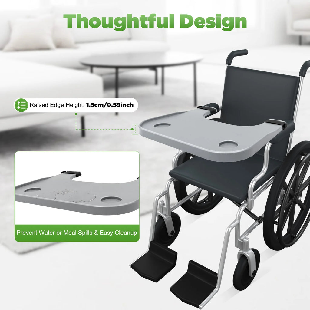 Detachable Wheelchair Tray Table With Cup Holder For Eating And Writing - MobilityBuy.com 