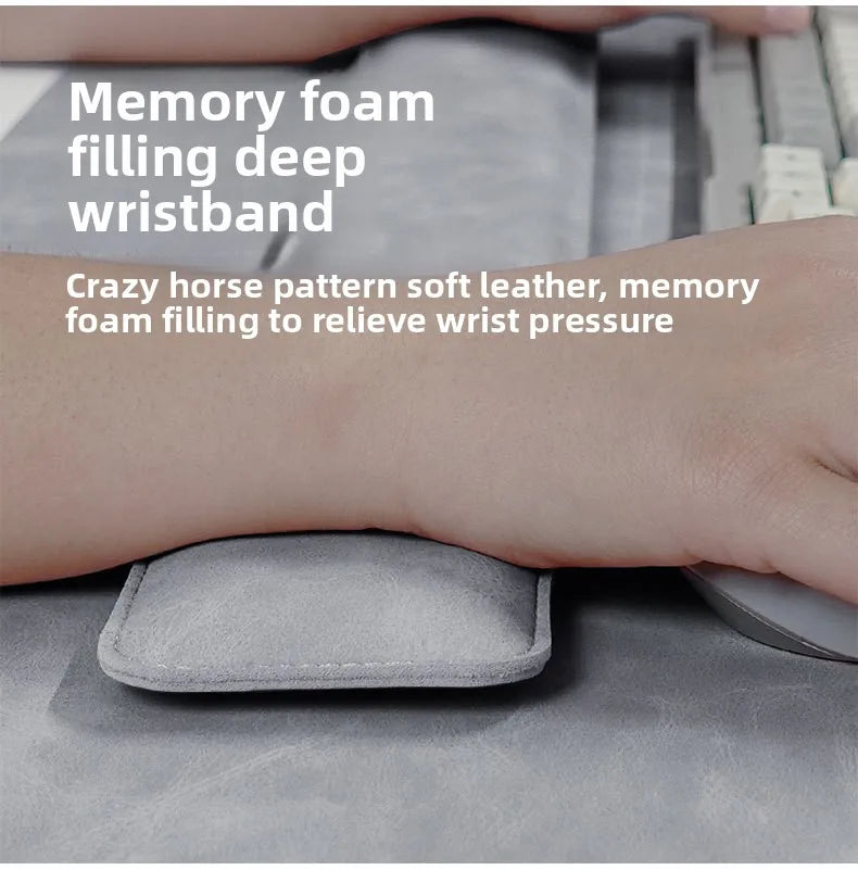 Desk mat with wrist rest: large waterproof PU mouse pad with memory foam wrist support, MobilityBuy.com