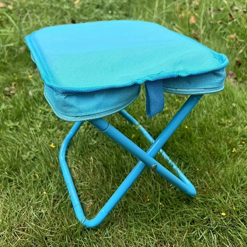 Portable folding stool by Aliexpress in a compact, lightweight design, perfect for camping or outdoor use.