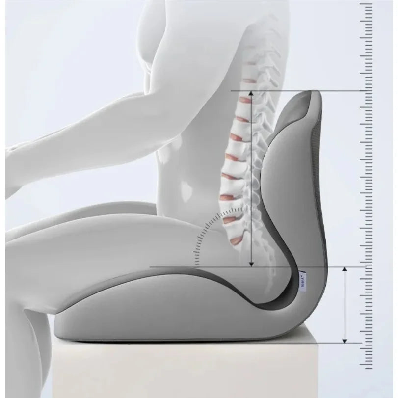 Lumbar Support Memory Foam Cushion by MobilityBuy.com in gray, ergonomic chair pad for posture correction