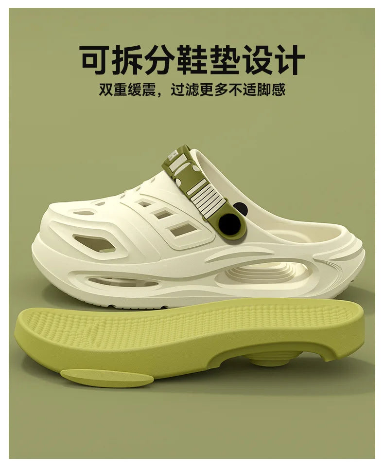 Adjustable-strap slippers from MobilityBuy.com, white with detachable pale-yellow sole; 2-piece set, arch support