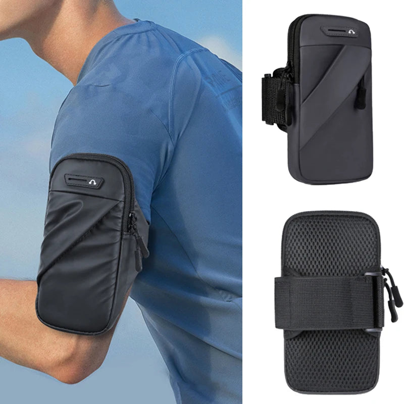 Waterproof memory arm bag by Aliexpress with headphone jack and breathable phone holder, ideal for workouts and outdoor activities.