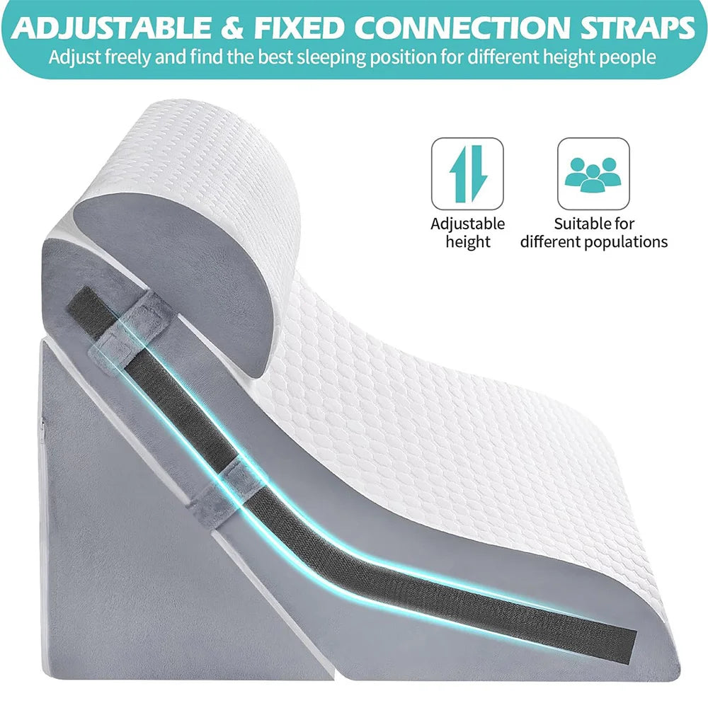 Three In One Memory Foam Wedge Pillow Set For Neck Pain Relief And Acid Reflux - MobilityBuy.com 