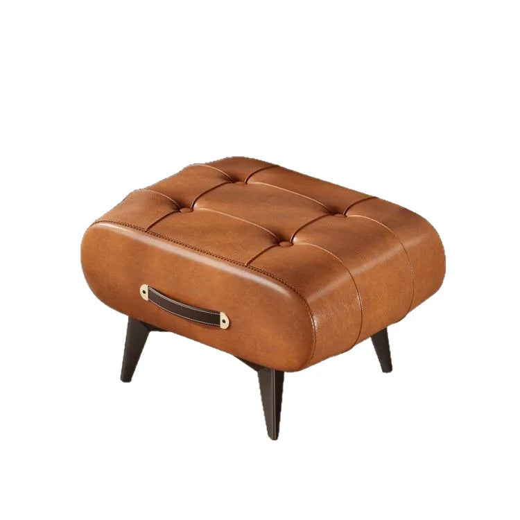 Luxury Leather Low Stool for Living Room Footrest and Decor - MobilityBuy.com 