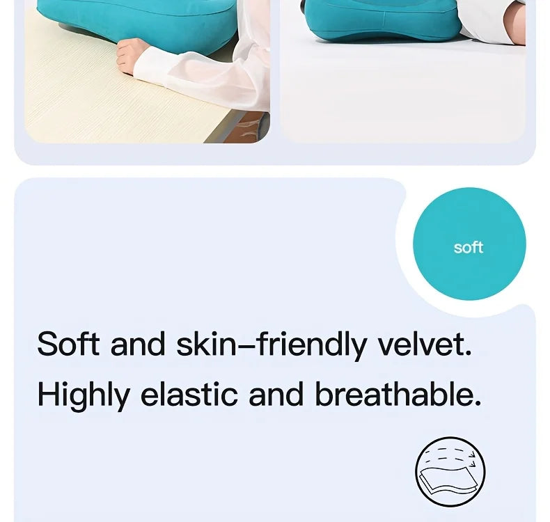 Ergonomic inflatable lumbar support pillow MobilityBuy.com, teal velvet, press-type cushion for travel