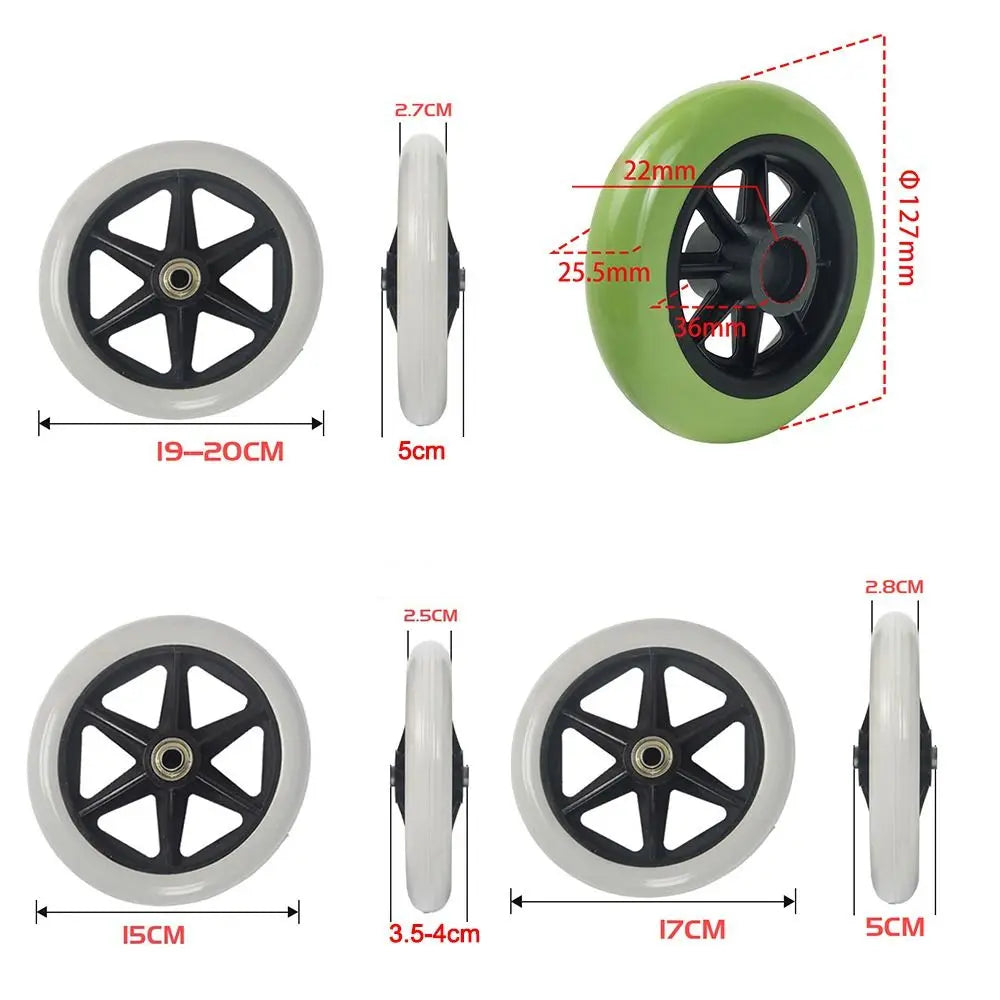 Universal 5 6 7 8 Inch Wheelchair Front Castor Wheel Wear Resistant Solid Tire - MobilityBuy.com 