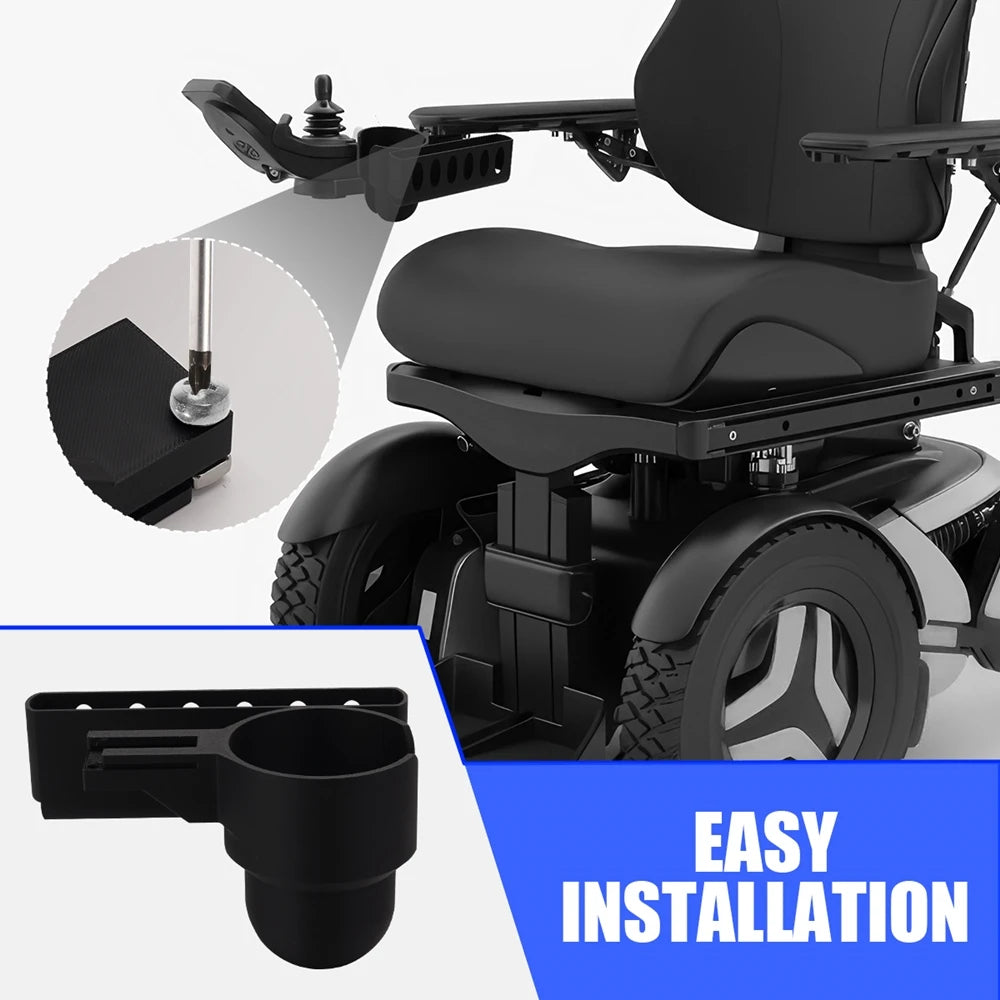 Permobil Electric Wheelchair Cup Holder And Phone Basket Set 1 Or 2 Pack - MobilityBuy.com 