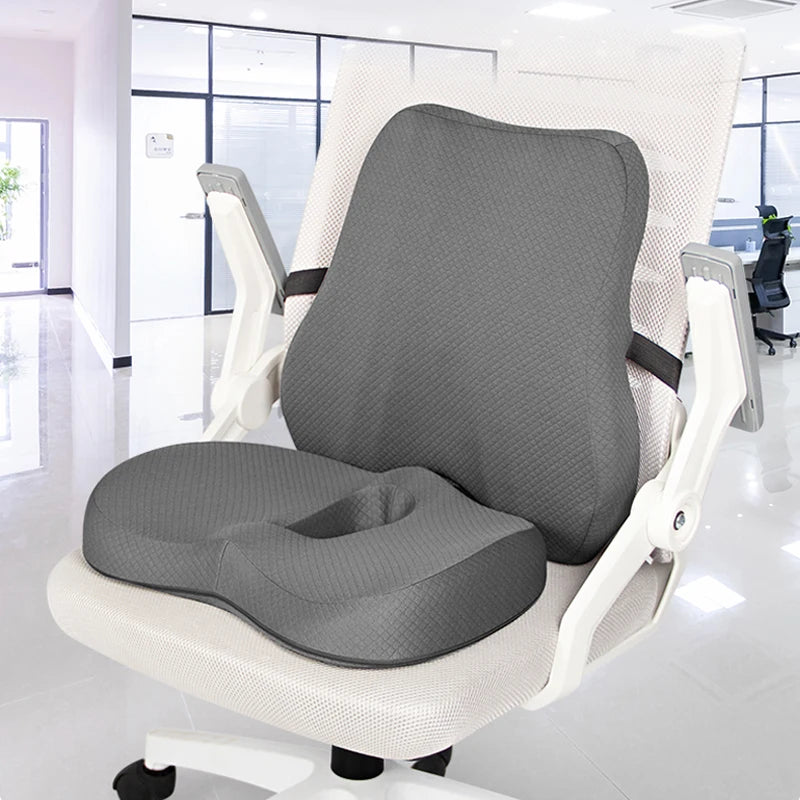 Memory Foam Seat Cushion Waist Back Support Pillow Set - MobilityBuy.com