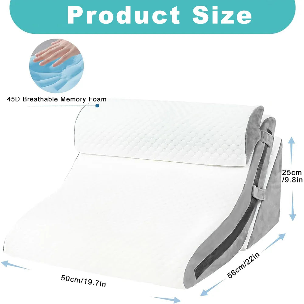Three In One Memory Foam Wedge Pillow Set For Neck Pain Relief And Acid Reflux - MobilityBuy.com 