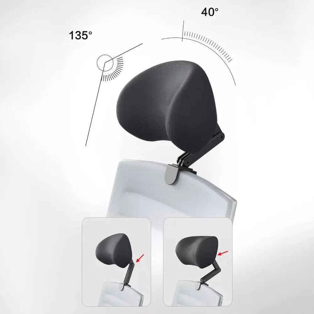 Attachable Chair Headrest Cushion Ergonomic Adjustable Neck Support Pillow Black - MobilityBuy.com 