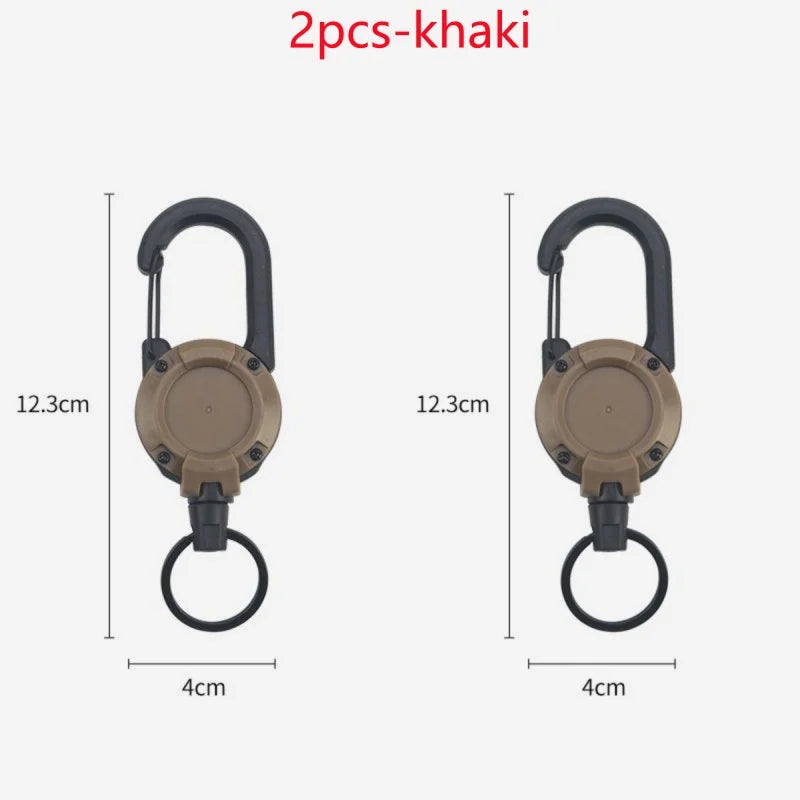 Retractable Heavy Duty Pull Reel Carabiner With Spring Key Ring - MobilityBuy.com 