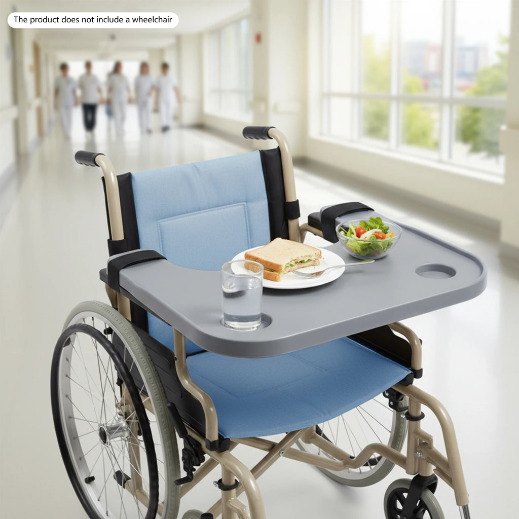 Detachable Wheelchair Tray Table With Cup Holder For Eating And Writing - MobilityBuy.com 