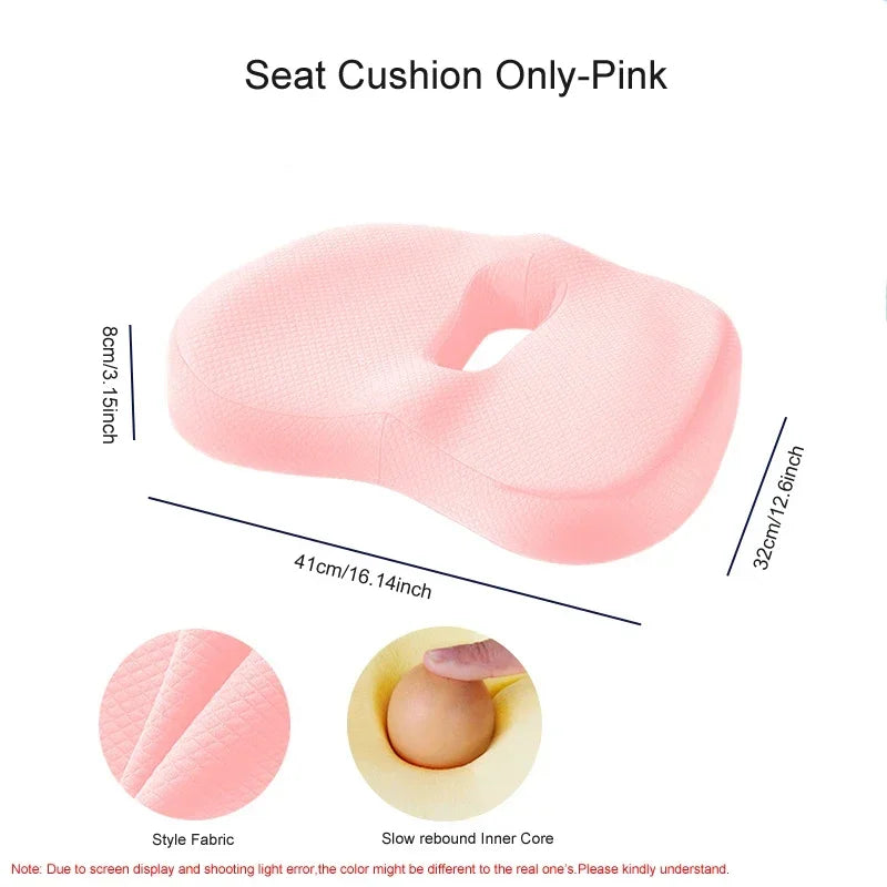 Memory Foam Seat Cushion Waist Back Support Pillow Set - MobilityBuy.com