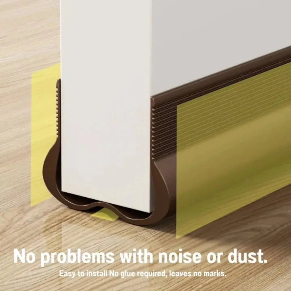 Door bottom seal strip, brown PVC, 93cm adjustable weatherstrip for noise reduction and energy saving.