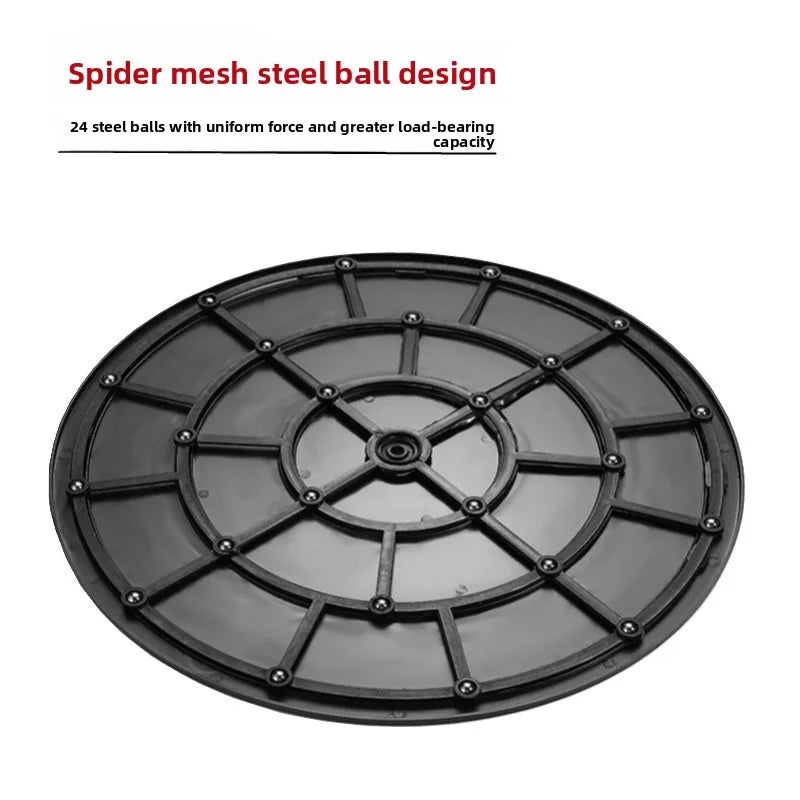 Rotating bed turntable, black plastic base with spider‑web rib design