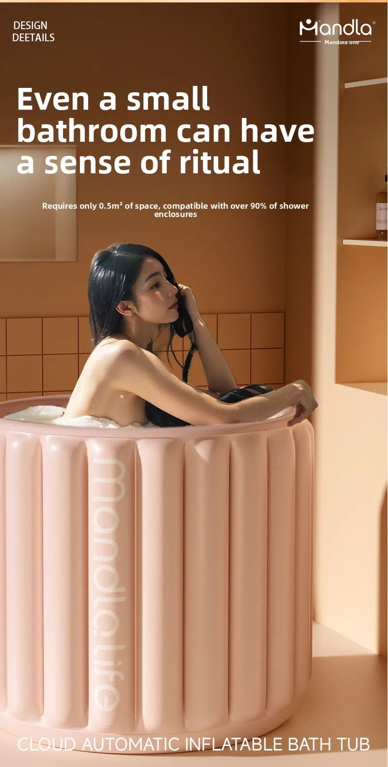 Automatic Inflatable Bath Tub For Adults Full Body Foldable Portable Home Use - MobilityBuy.com 