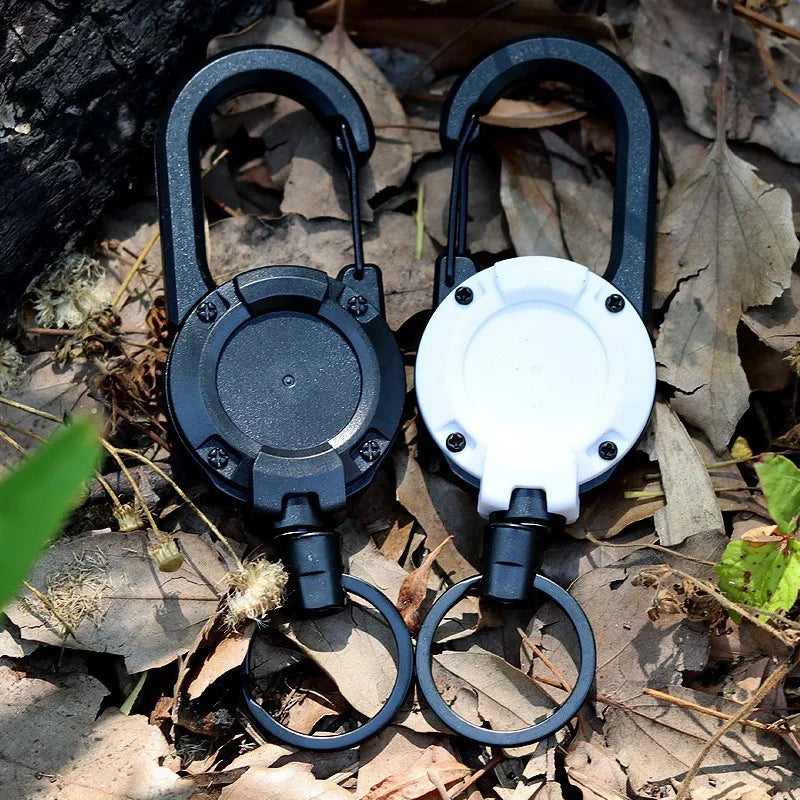 Retractable Heavy Duty Pull Reel Carabiner With Spring Key Ring - MobilityBuy.com 