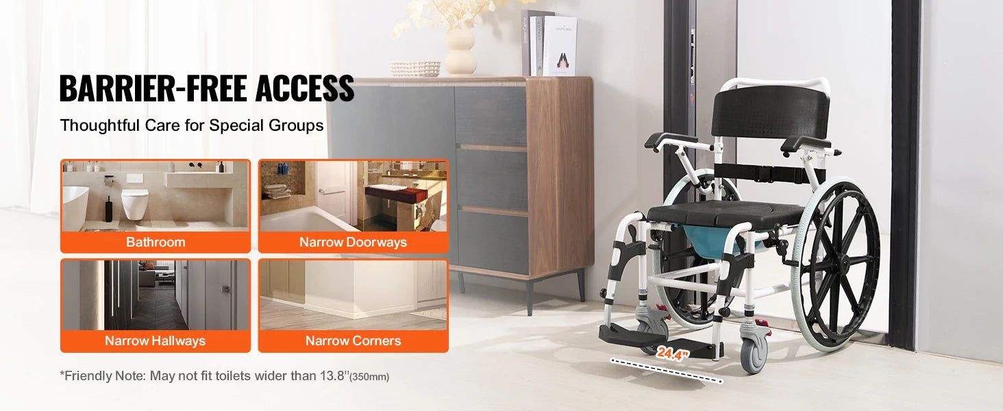 Shower Wheelchair Bathroom Adjustable Chair for Disabled Adult - MobilityBuy.com