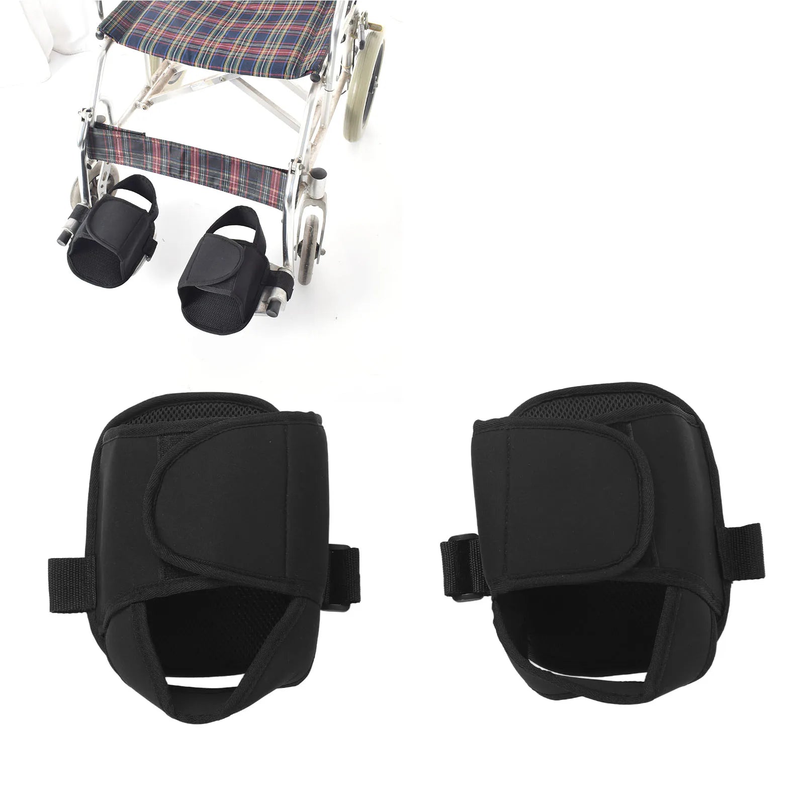 Aliexpress wheelchair leg restraint strap in a secure position, designed for safety and comfort during use.