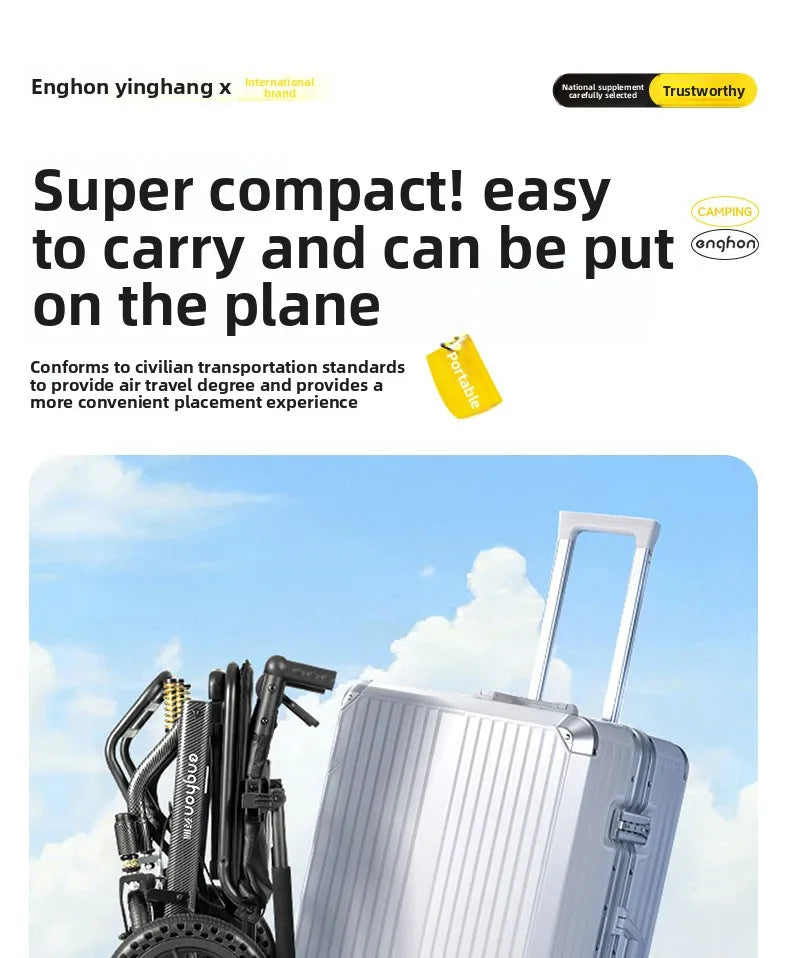 Small foldable, lightweight wheelchair - travel, portable trolley for airplanes - MobilityBuy.com