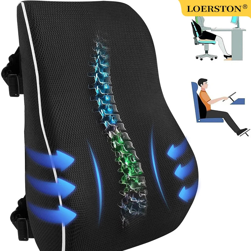 Lumbar Support Pillow Memory Foam Relieve Back Pain Seat - MobilityBuy.com 