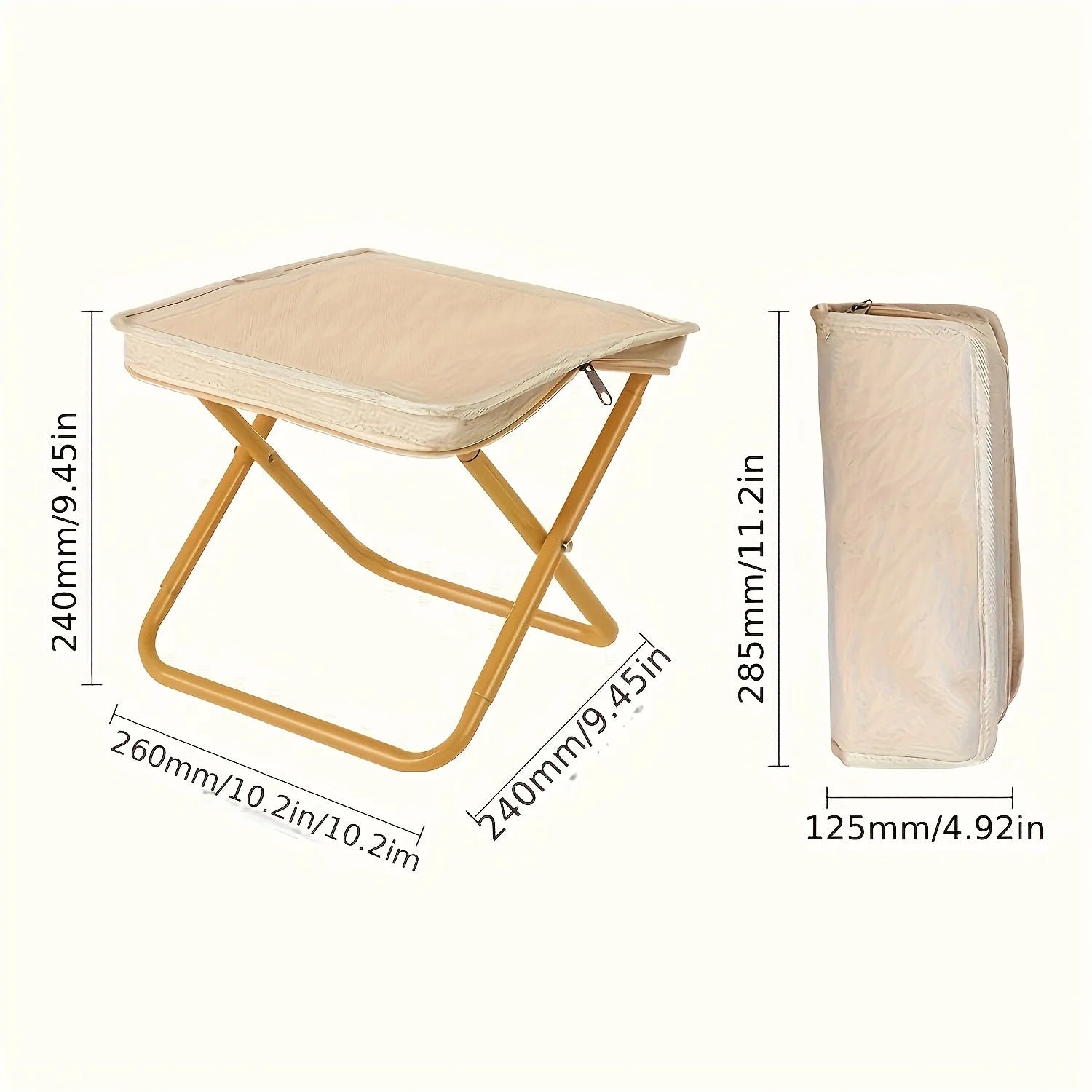 Portable folding stool by Aliexpress, shown in a compact, lightweight design suitable for outdoor use.
