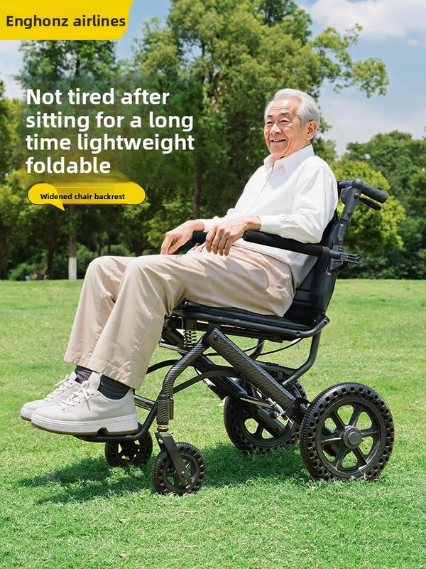 Small foldable, lightweight wheelchair - travel, portable trolley for airplanes - MobilityBuy.com