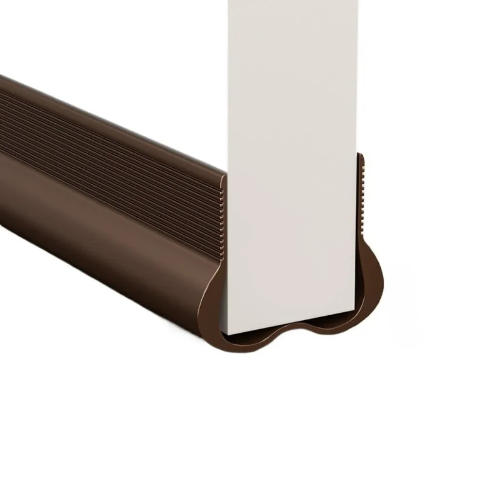 Door bottom seal strip, brown PVC, 93cm, adjustable weatherstrip for draft and noise reduction