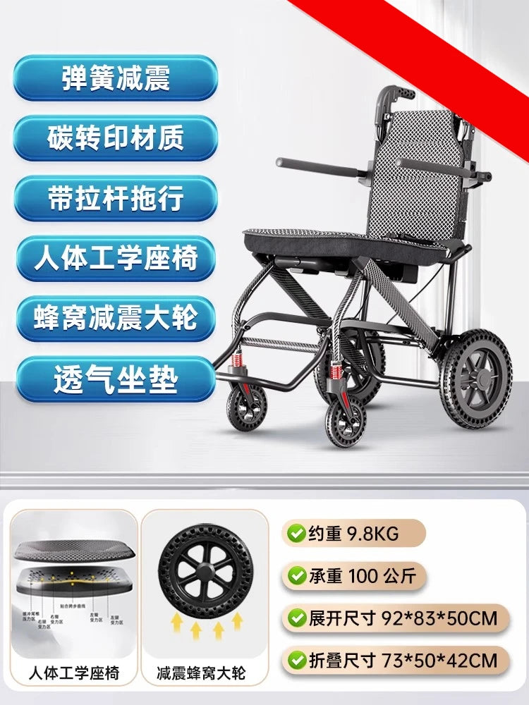 Small foldable, lightweight wheelchair - travel, portable trolley for airplanes - MobilityBuy.com