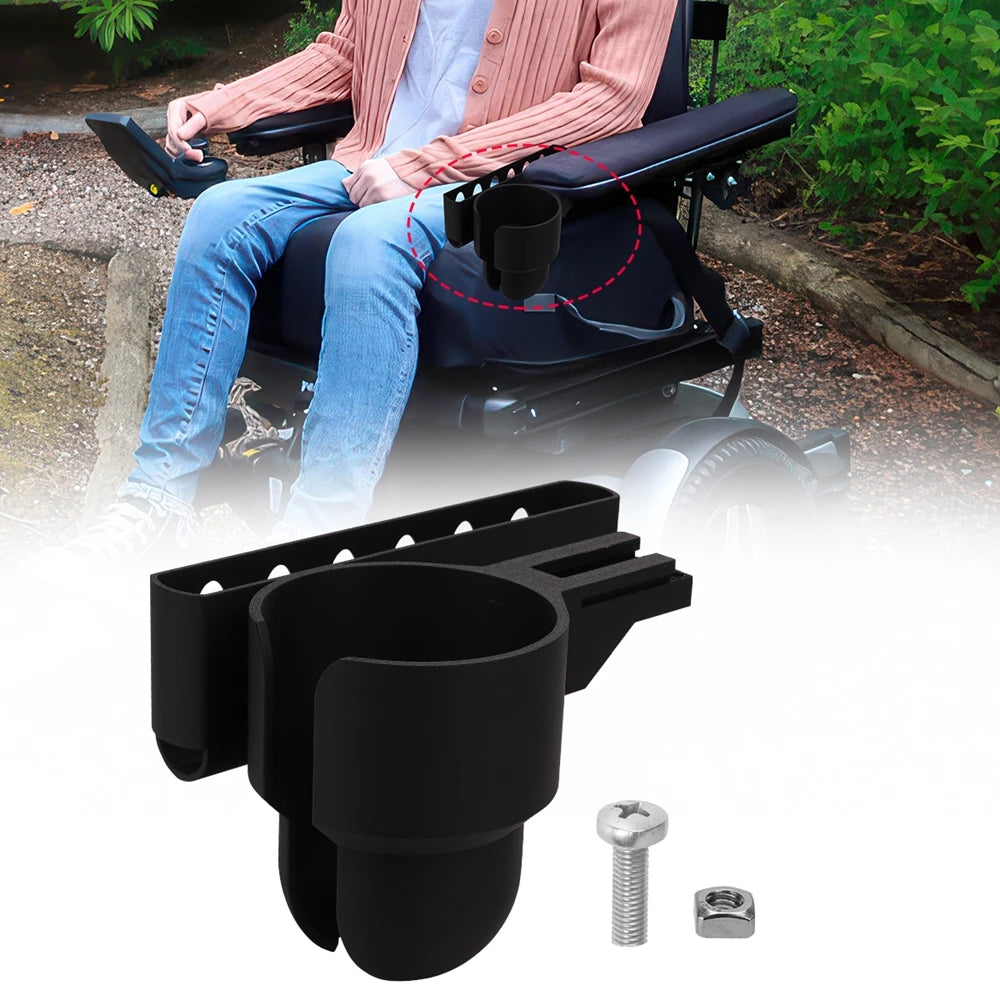 Permobil Electric Wheelchair Cup Holder And Phone Basket Set 1 Or 2 Pack - MobilityBuy.com 