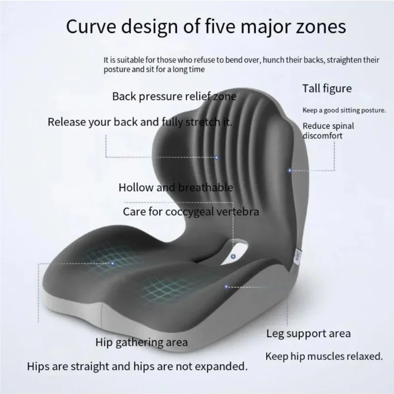 Lumbar support memory foam cushion by MobilityBuy.com, gray ergonomic postural relief pad