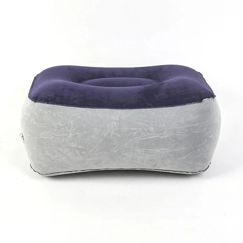 Inflatable footrest pad by MobilityBuy.com, purple top and gray base, portable foot pillow