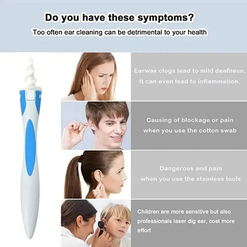 Soft silicone ear wax remover tool with 16 replacement tips for effective ear cleaning.