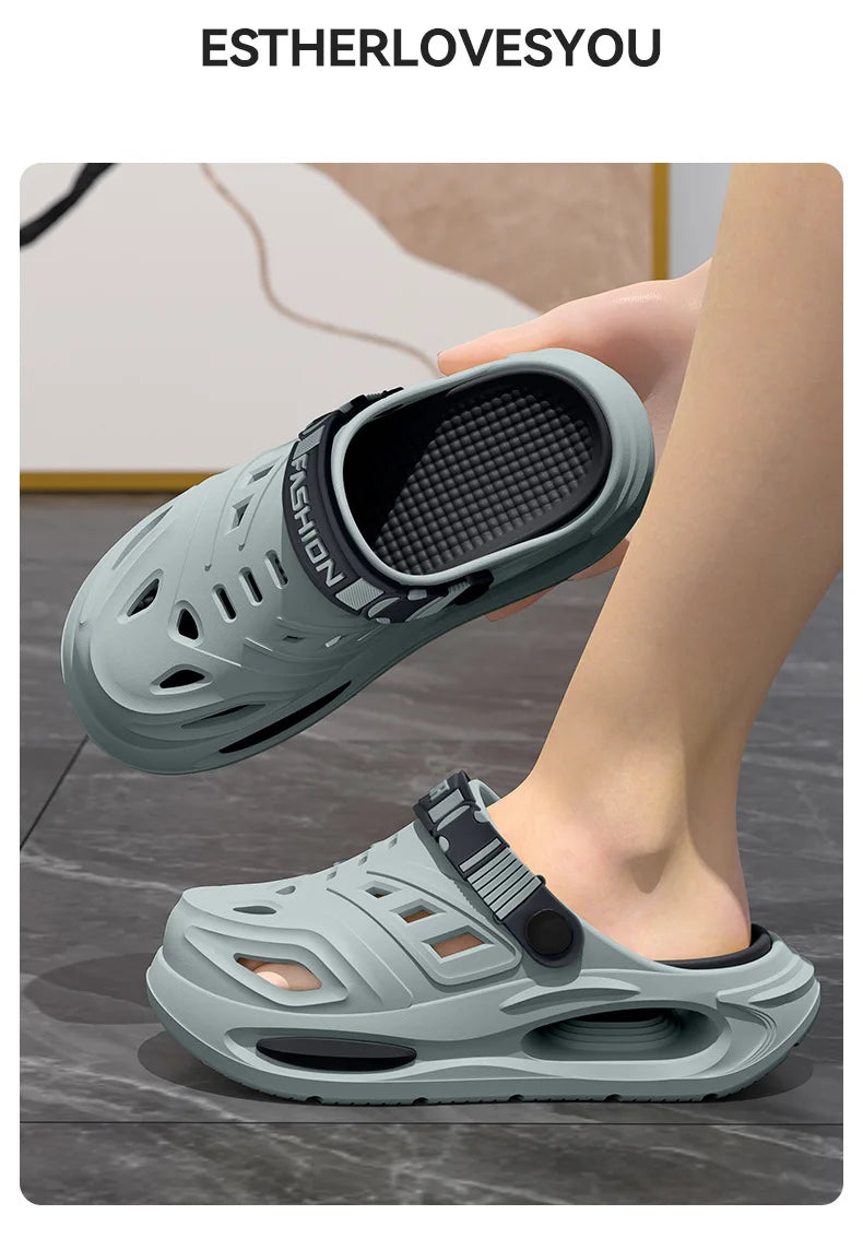 Grey arch-support slip-on clogs with anti-slip strap and thick breathable sole by MobilityBuy.com
