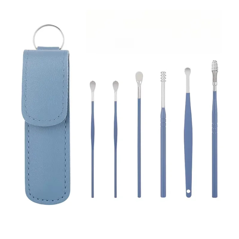 Effective earwax cleaning tool set with various removal tools on a white background.