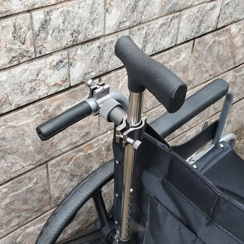 Wheelchair cane clip fixing device on vertical post; aluminum-magnesium alloy buckle clamp