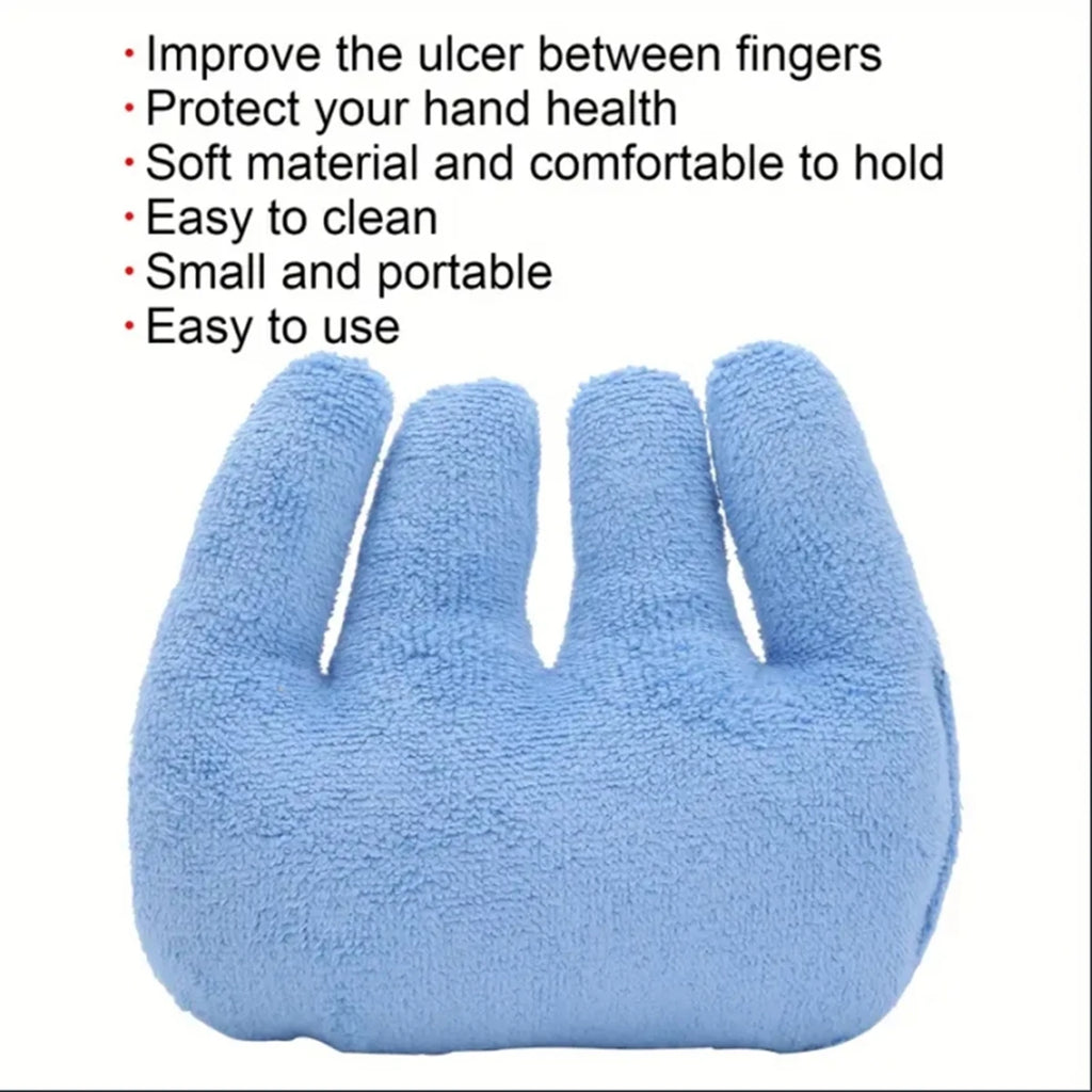 Blue Hand Rehabilitation Grip Cushion With Finger Separators For Elderly Use - MobilityBuy.com 