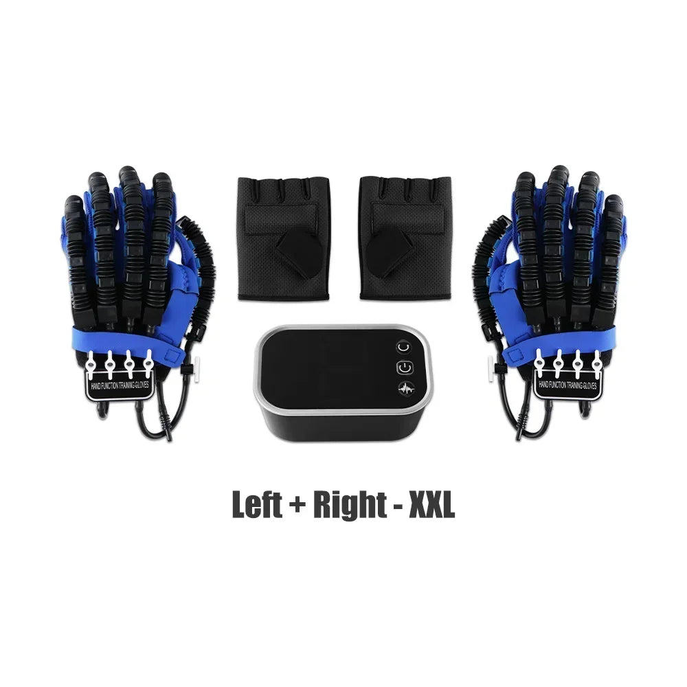 Aliexpress finger rehabilitation exerciser robot gloves for hand training, featuring left and right hand designs.
