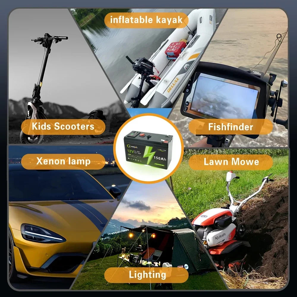 12V 150Ah rechargeable lithium mobility battery with a compact design, ideal for various electric applications.