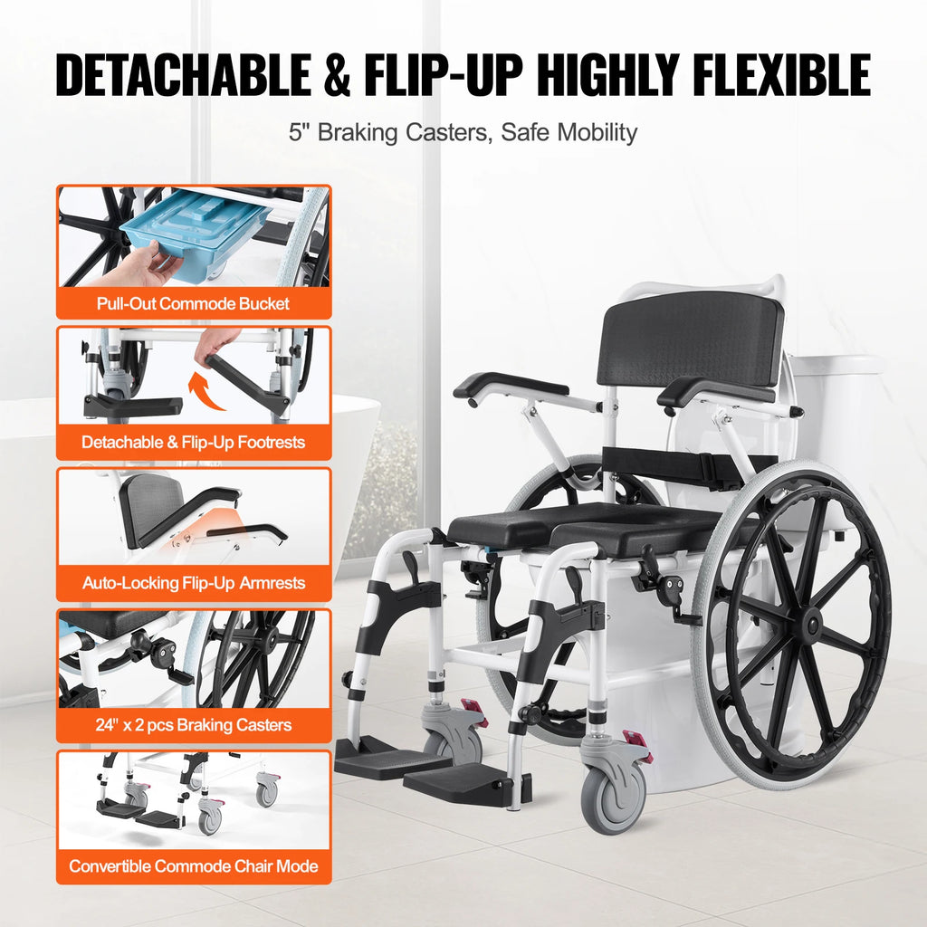 Shower Wheelchair Bathroom Adjustable Chair for Disabled Adult - MobilityBuy.com