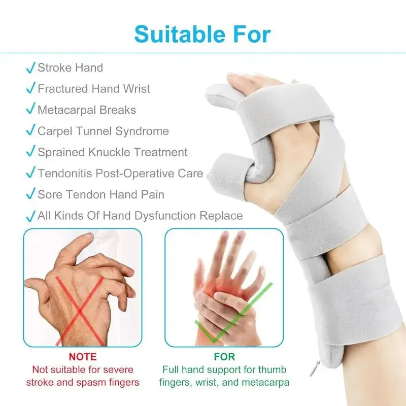 Adjustable Stroke Hand Brace Support splint from MobilityBuy, featuring a secure fit for wrist and hand stabilization.