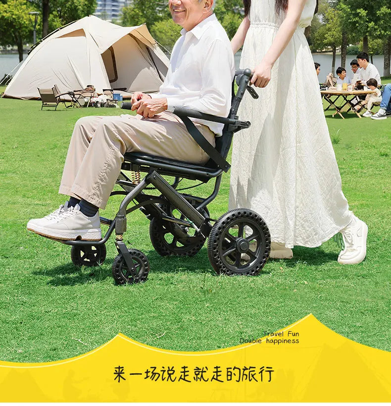 Small foldable, lightweight wheelchair - travel, portable trolley for airplanes - MobilityBuy.com