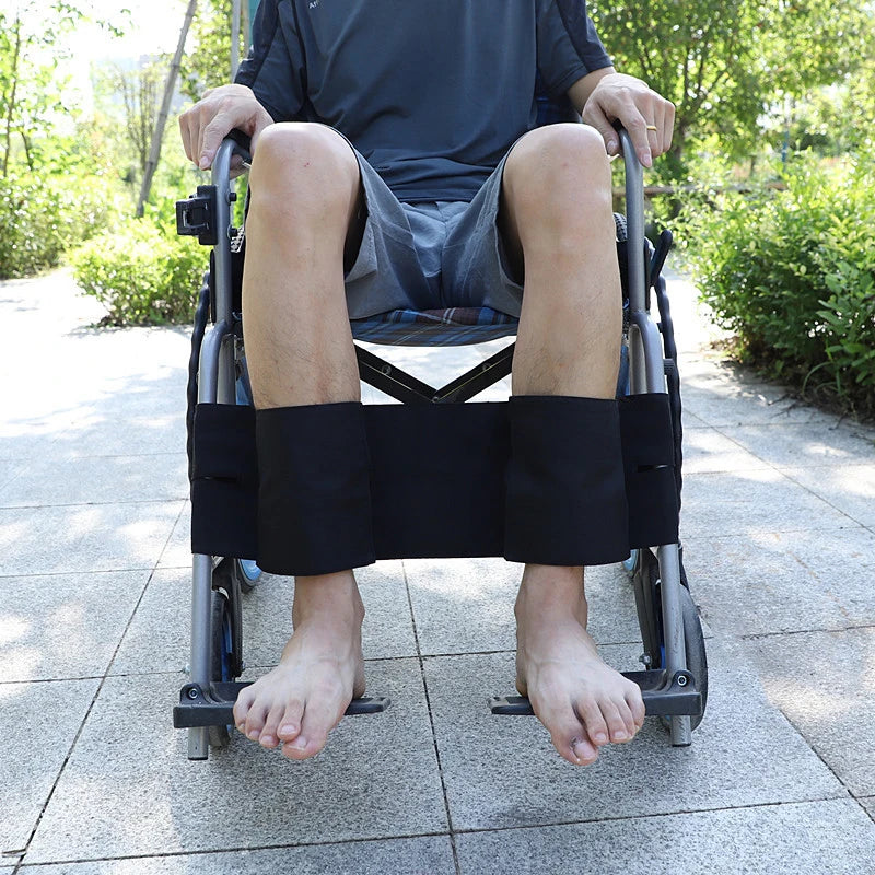 Adjustable non-slip leg strap restraint for portable wheelchairs by Aliexpress, featuring secure fastening and comfort design.