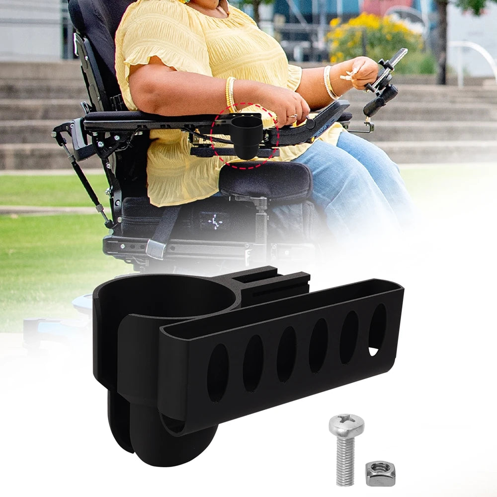 Permobil Electric Wheelchair Cup Holder And Phone Basket Set 1 Or 2 Pack - MobilityBuy.com 